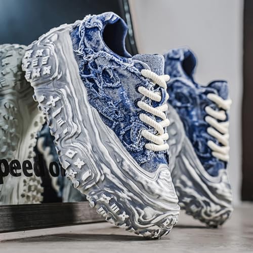 Mens Chunky Platform Fashion Sneakers Canvas Shoes Trendy Suitable for outings Casual Gatherings Walking4