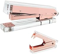 Vista 9 de Juego de grapadoras de oficina, acrílico transparente, color negro, grapadoras manuales ejecutivas y herramienta para quitar grapas para suministros