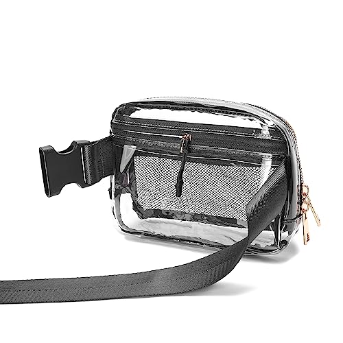Image of Clear Belt Bag Stadium Approved for Women Men With Adjustable Strap - Fanny Pack Crossbody Waist Bag for Concerts, Sports, Travelling, Hiking, Running (Black)
