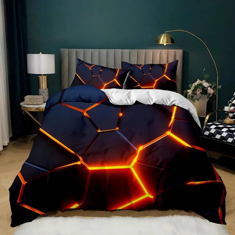 Housse de couette 220x240 nid d’abeille orange au tissage gaufré haut de gamme
