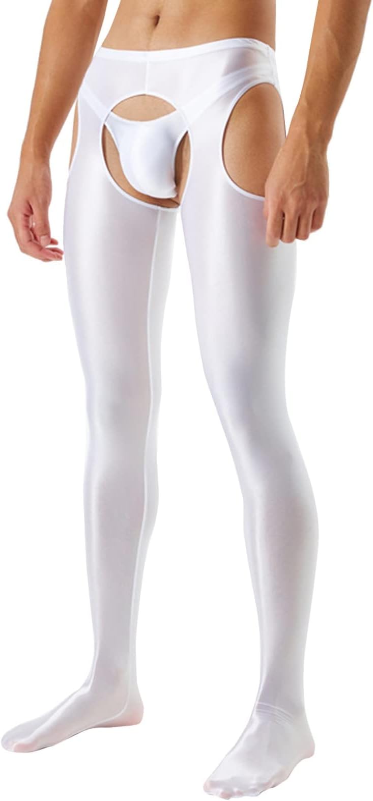 Men's Transparent Tights Opaque Open Underwear Shiny Underpants Glossy Suspender Tights Straps Stocking Crotch Yoga Pants Shiny Leggings Translucent Skinny Clubwear
