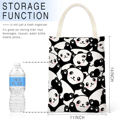 Image of Car Trash Bag Hanging No Snap Small Garbage Bag for Car Back Seat Cute Printed One-handed Strap Trash Bags Car Accessories-Panda Car Trash Bags