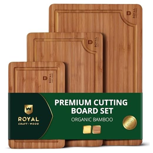 Royal Craft Bamboo Cutting Boards with Juice Groove
