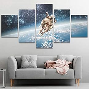 SIGNWIN 5 Panel Canvas Wall Art Astronaut Floating...
