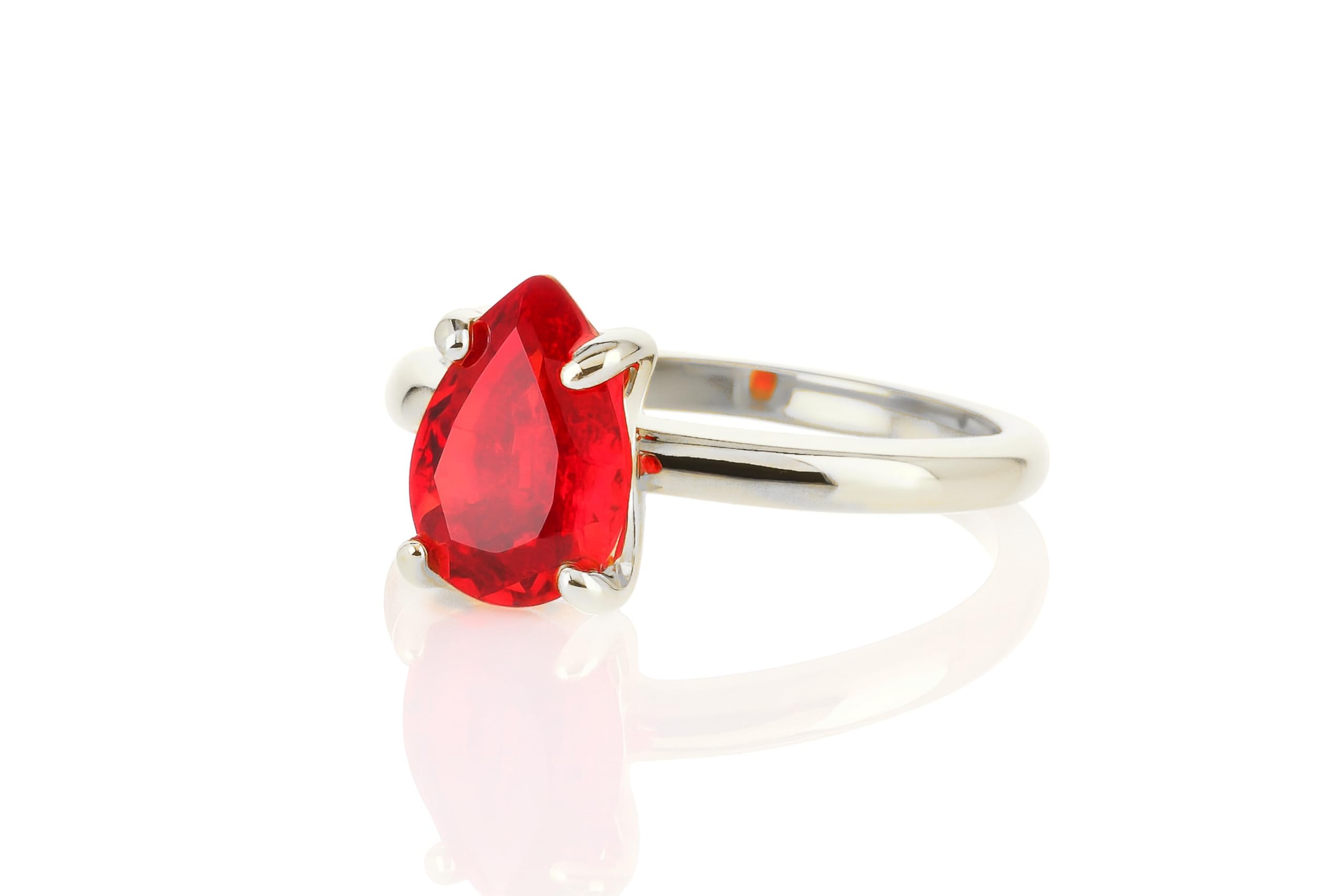 Handgefertigter Birne Rubin Geburtsstein Ring - Handgemachter Rose Gold Schmuck für Frauen - Individuelle Edelstein Verlobungsringe, Trauringe, Jahrestag Ringe, Mode Ringe - mit Kasten