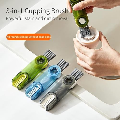 Image of ALOUD CREATIONS polypropylene (Pack of 2) 3 in 1 Multifunctional Bottle Cleaning Brush for Bottle Cap|Cup Cleaner Brush|Multipurpose Tool for Crevices, Grooves, Lid, Straw|Cup Lid Gap Cleaning Brush