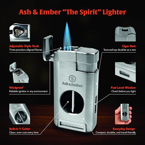 Encendedor triple llama con cortador y recargable de Ash & Ember miniatura 3