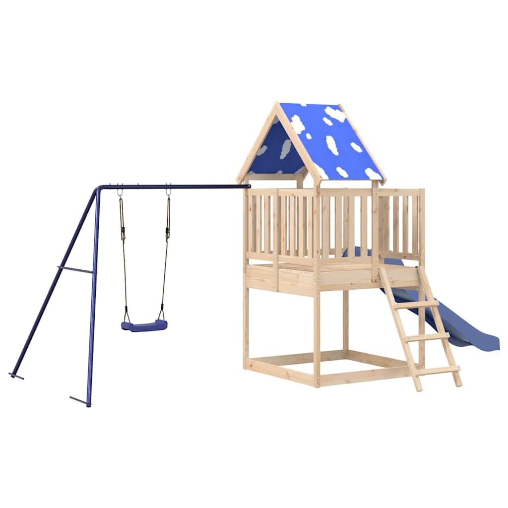 Set Da Gioco Esterno Legno Pino Con Scivolo E Altalena