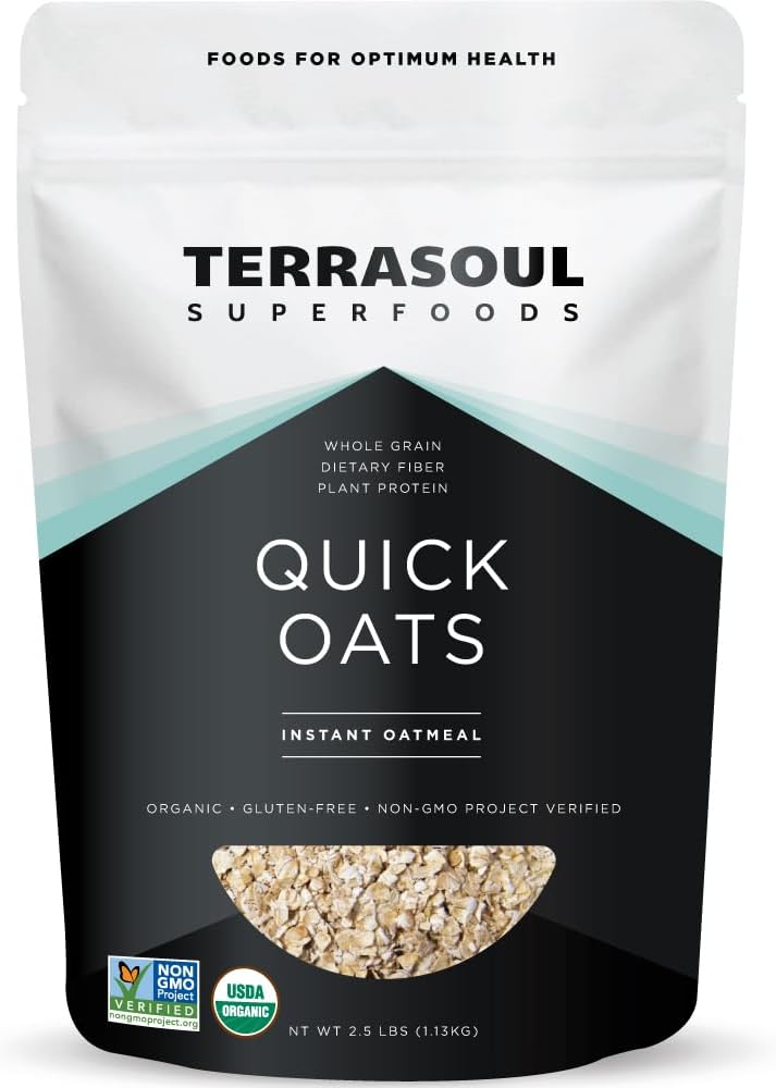 Terrasoul Superfoods Organic Instant Quick Oats, 2.5 Lbs, Premium Grade, Non-GMO, Gluten-Free Breakfast Essential