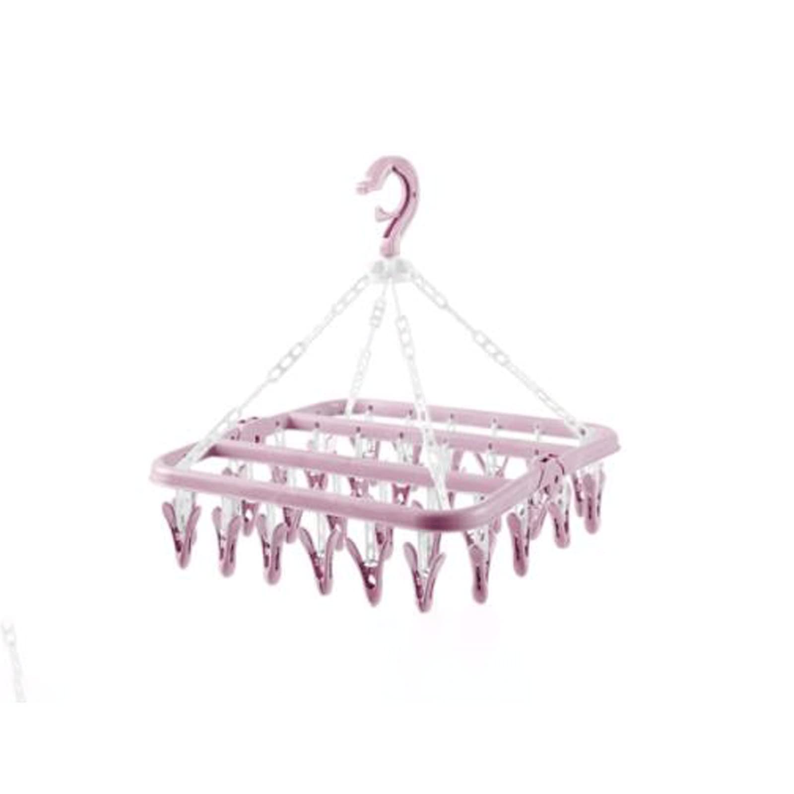 JINGYAN Standard Hangers Plastic Foldable Clip Space Saving Indoor Socks Drying Rack Hangers for Clothes