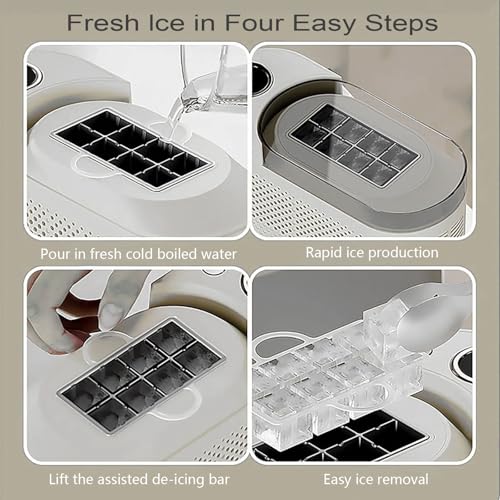 Máquina eléctrica portátil para hacer hielo - 8,5 x 3,7 x 5 pulgadas, para uso doméstico y automotriz, con barra auxiliar para extracción fácil del hielo, ideal para viajes, cocinas en RV, color blanco miniatura 6