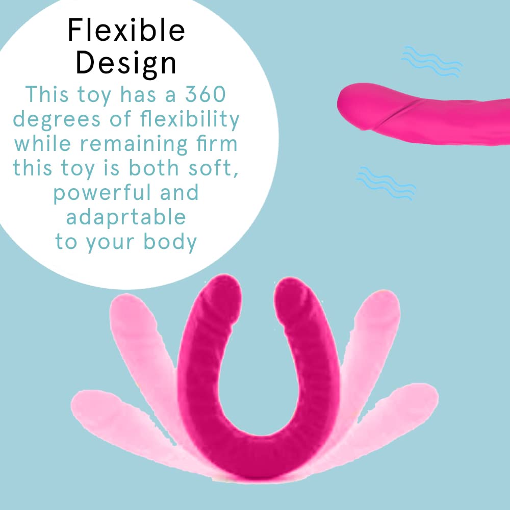 Vibrador de consolador de doble extremo Sh para juegos lésbicos | Rosa | 9 modos de vibración | Impermeable | Recargable con cargador USB incluido