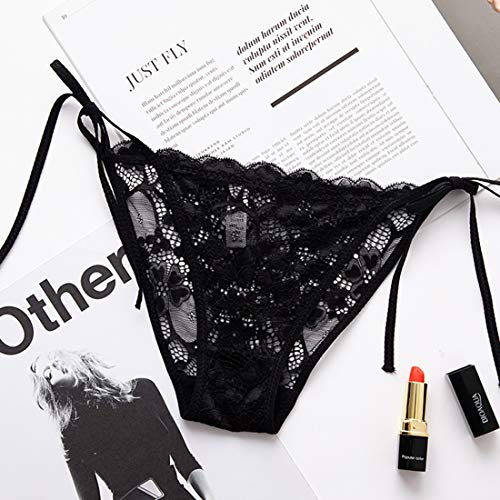 HTRUIYA Women's Side Tie Panties Wild Lace Bikini Adjustable G-String Underwear2