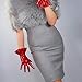 DooWay Women's Fashion Short Dress Gloves with Ruffle Trim Shine Look Faux Patent Leather Shiny Red 25cm For Evening Dance Costume
