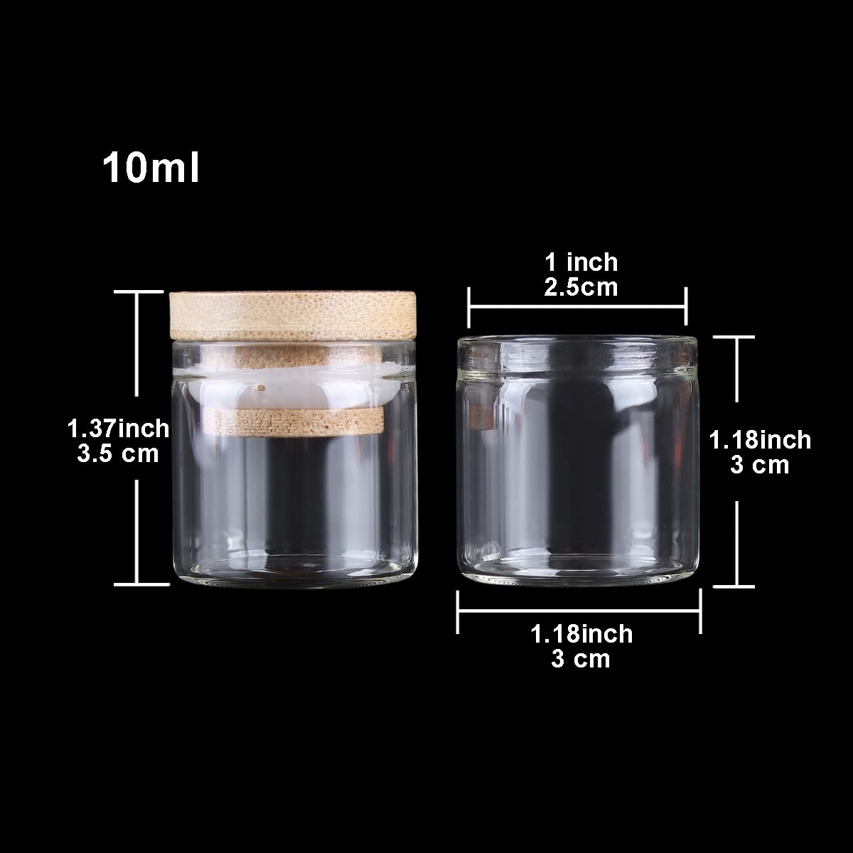 SYLALE 24 Tubos de ensayo de 10ml 30 * 30mm con Tapas de bambú, frascos de Vidrio, Viales de Vidrio, Botella de Deseo for Regalo de Manualidades de Boda