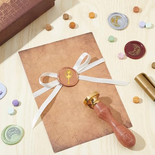 CRASPIRE Skull Wax Seal Stamp Halloween Flower Mirror Sealing Wax Stamps 25mm Retro Vintage Removable Brass Stamp Head with Wood Handle for Party Envelopes Letter Invitations Card Scrapbooking Packing - Image 4