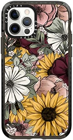 Casetify Impact Case for iPhone 12/ iPhone 12 Pro - Floral Mix by KT's Canvases - Clear Black