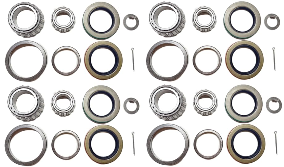 (Set of 4) WESTERNPRIME Trailer Hub Wheel Bearing Kit 25580 15123 with Grease Seal 10-36 2.250'' I.D. and 10-10 2.125'' I.D. for 6000 lb. Tandem Axle