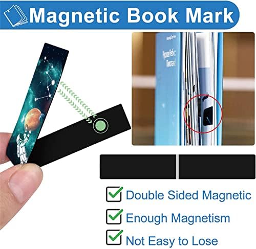Magnetic Bookmark JIJICZ 8 Pcs Space Theme Magnet Page Markers Set Sky Astronauts Page Clip Assorted for Kids Boys Children Child Teachers Reading School Home Office Stationary Supplies