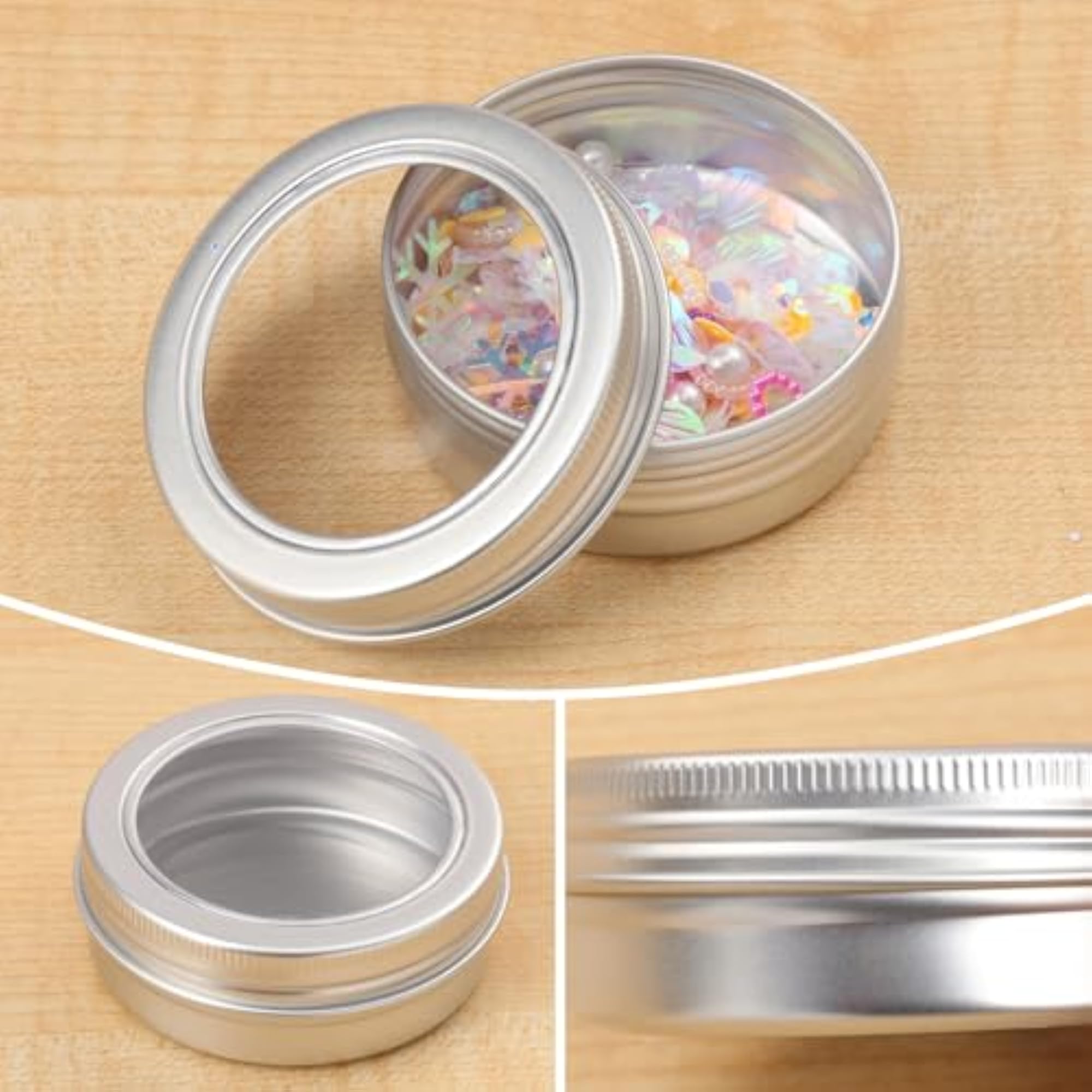 2 oz Tin Cans with Clear Window, 44 Pieces