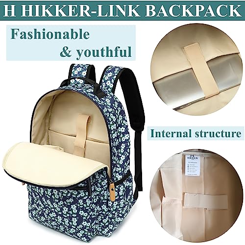 H Hikker-Link Womens Floral Laptop Backpack College Shoulder Bag Travel Hiking Daypack #TOP6