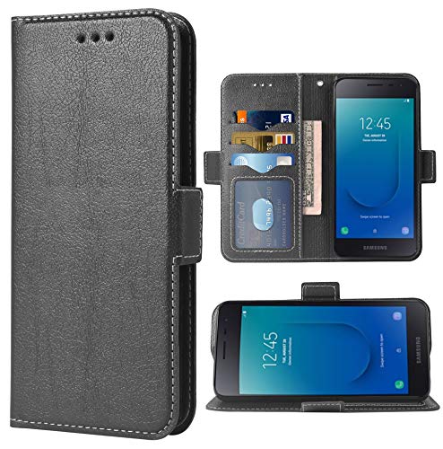 Compatible with Samsung Galaxy J2 Pure J2 Core 2018 2020 J 2 Dash 2J Shine 2019 Wallet Case Wrist Strap Lanyard Flip Card Phone Cover for J2Core J2Dash J2Pure J2Shine SM-J260A J260A Women Men Black -  WWAAYSSXA