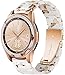 Omter Compatible with Samsung Galaxy Watch 42mm /Gear Sport/Watch 4 Classic 42mm Band + Bezel Women Men 20mm Resin Wristband Strap Bracelet (Nougat White)