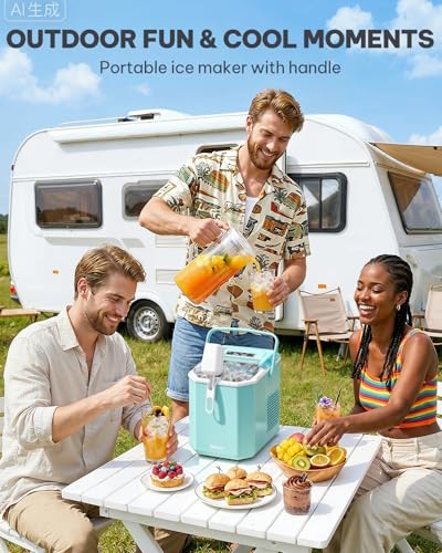 Image of Silonn Ice Maker Countertop, Portable Ice Machine with Carry Handle, Self-Cleaning Ice Makers with Basket and Scoop, 9 Cubes in 6 Mins, 26 lbs per Day, Ideal for Home, Kitchen, Camping, RV