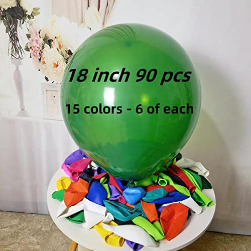 Image of 90 Pack 18 inch Balloons 15 Kinds Colors Latex Colorful Party Balloon Bulk for Various Party Events Decorations