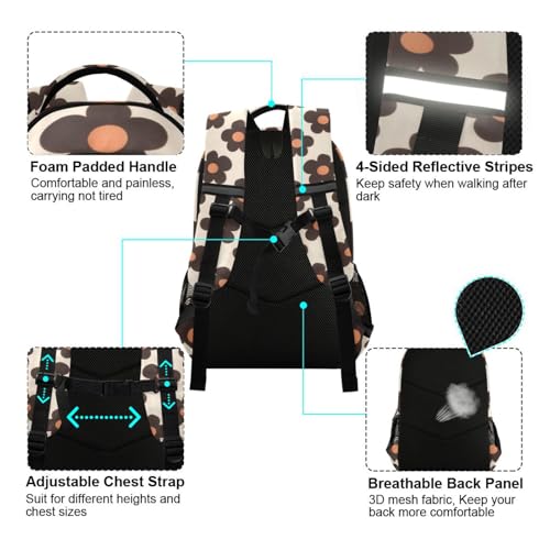 KLL Cartoon Cute Brown Flowers Designed classic kids backpack with big bookbag for men morral escolar para ni?o4