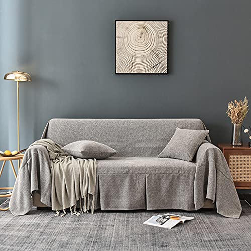 Housse canapé d'angle chenille gris clair couverture salon 1 place - 2