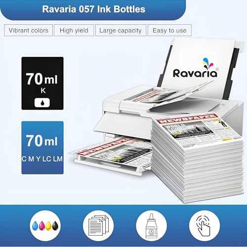 Image of 057 Compatible Ink for Ep L8050 L18050 Printer. (057 Ink Full Color Set 6 Color)