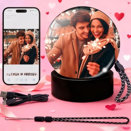 Memory Sphere Memory Orb 3D Crystal Ball Video Player Supports WiFi Uploadable Videos & Photos Personalized Gift for Couples Anniversary Birthday Valentines Day Wedding