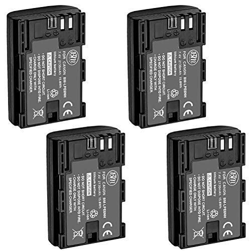 BM Premium 4 Pack of LP-E6NH High Capacity Batteries for Canon EOS R, EOS R5, EOS R6, EOS 90D, EOS 60D, EOS 70D EOS 80D EOS 5D III EOS 5D IV EOS 5Ds, EOS 6D, EOS 6D II, EOS 7D, EOS 7D Mark II Cameras