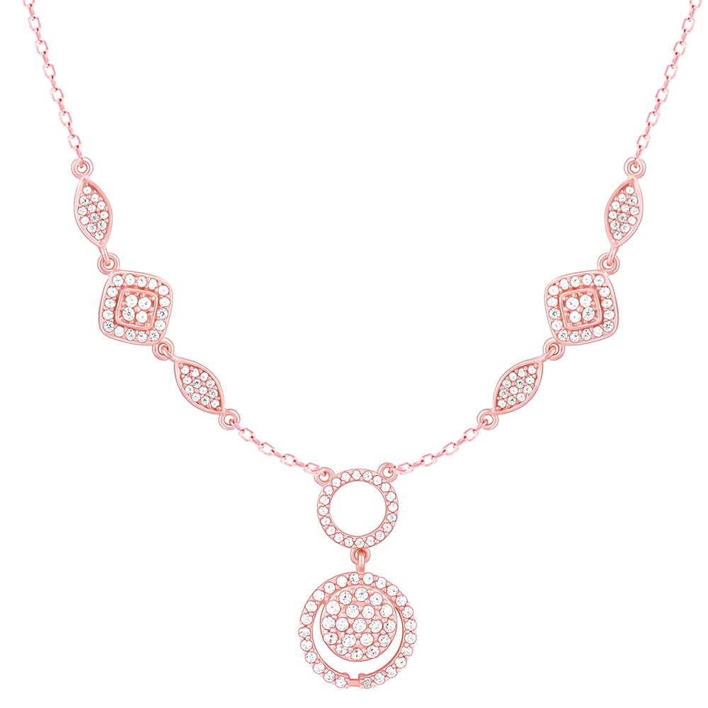 925 Silver Rose Gold Radiant Halo Necklace| Pendant to Gift Women & Girls | With Certificate of Authenticity and 925 Stamp | 6 Months Warranty*-image-47