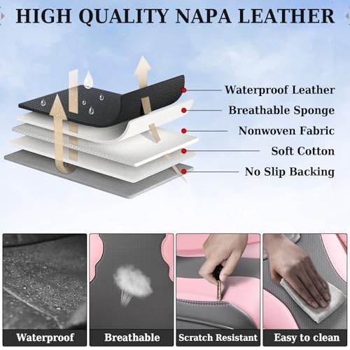 Image of Coverado Car Seat Covers, Front Covers for Cars, Car Seat Cover Front Seats, Automotive Seat Cover, Waterproof, Leather Car Seat Cushion, Universal Interior Seat Protectors for Most Cars