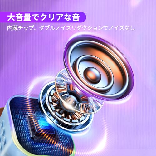 HolyCrab カラオケセット Bluetoothマイク 2本 Mini カラオケセット家庭用 カラオケマイク マイク カラオケ カラオケ スピーカー 家庭用 PAセット ワイヤレス マイク karaoke 無線マイク カラーLEDライト Android/iPhoneに対応 日本語説明書付き【技適認証取得済み】 (ブルー)