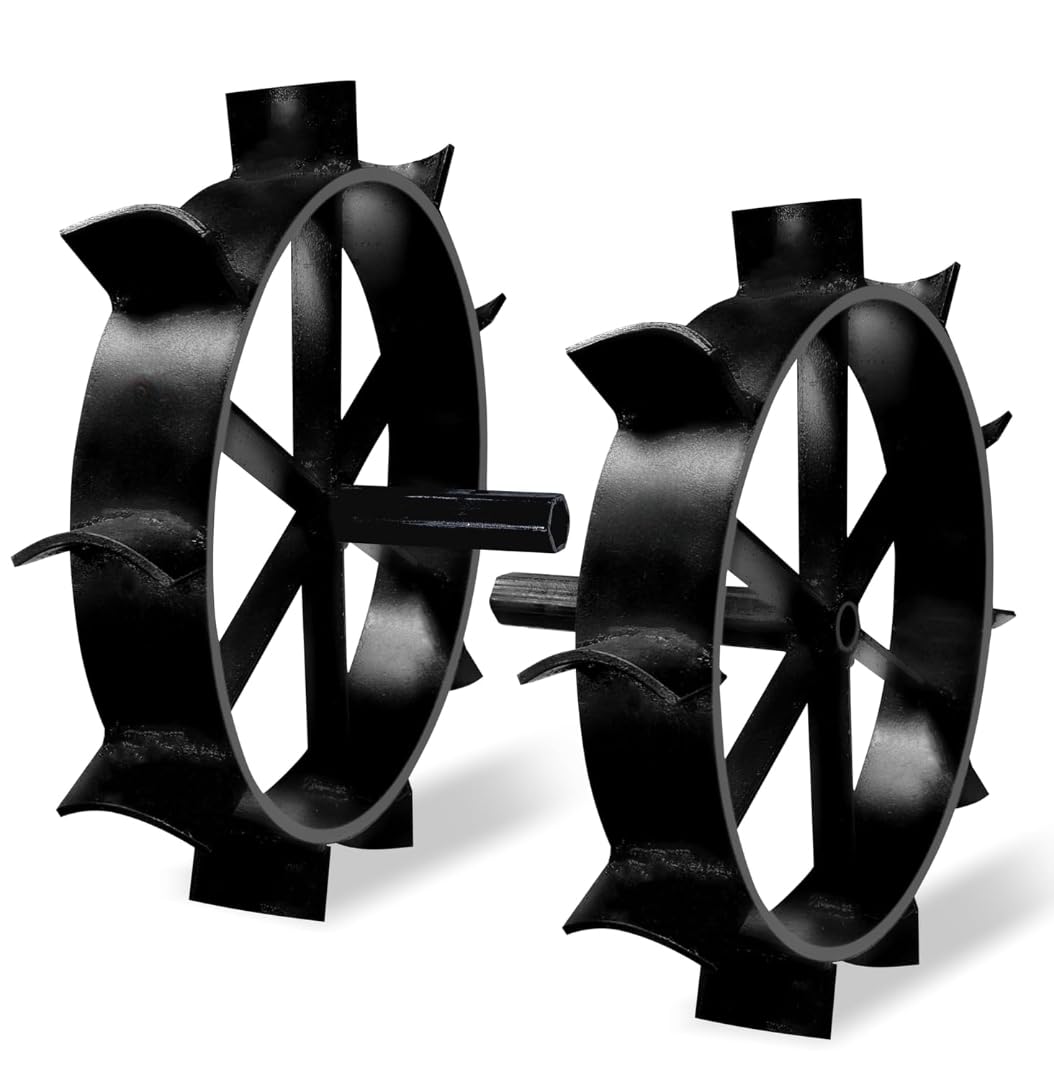 Heavy Duty Iron Cage Wheels for 7 HP & 9 HP Power Tiller Mini Tractor Rotavator Attachment Agricultural Farming Implements (Set of 2)-image-33