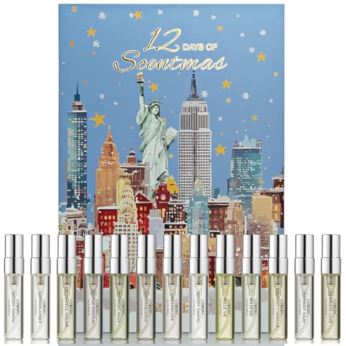 Beauty Advent Calendar 2025 - 12 Days of Perfume Advent Calendar for Women – Luxury Fragrance Gift Set 12 Mini Perfume Sprays – Christmas Gifts Holiday Countdown Gift in Festive New York City Design