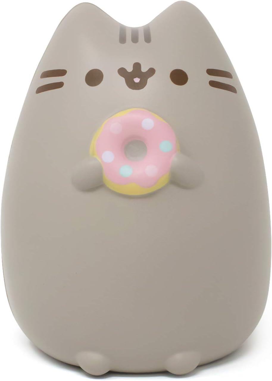 Pusheen Cat Slow Rising Cute Jumbo Squishy Toy (Bread Scented, 6.3 inch) [Birthday Gift Bags, Party Favors, Gift Basket Filler, Stress Relief Toys] - Pusheen with Donut