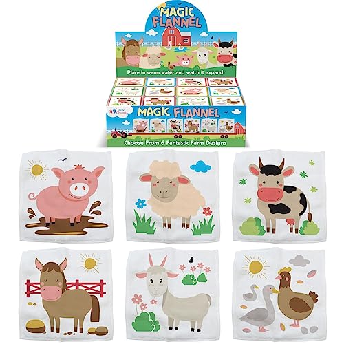 Hello Chums Wash Cloth - Farm Animal Magic Flannel, Face Cloths Flannels Cotton - Fun Designs for Children, Baby, Kids - 6 Unique Designs (1 Supplied At Random)
