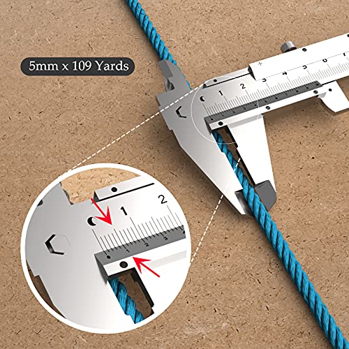 Image of ZUEXT Macrame Cord, Peacock Blue, 5mm x 109yds Cotton String Macrame Yarn | 100% Natural Handmade, 4 Strands Twisted Cotton Rope, For Wall Hanging Plant Hangers Gift Wrapping Tapestry DIY Crafts, 100m
