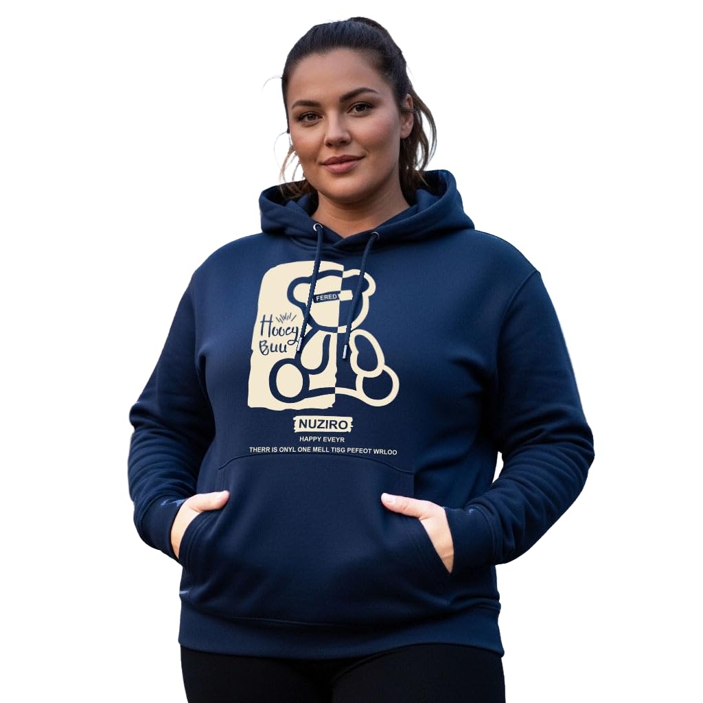 Women's Cotton Fleece Navy Full Sleeve Graphic Printed Plus Size Hooded Sweatshirt | 2XL, 3XL, 4XL, 5XL Hoodies for Womens Winter Wear | 775-image-45