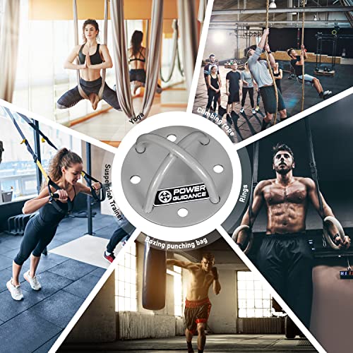 Image of POWER GUIDANCE Wall and Ceiling Mount Bracket for Suspension Straps, Gymnastic Rings, Yoga Swings & Hammock Resistance Band Battle Rope (Sliver (Set of 2))
