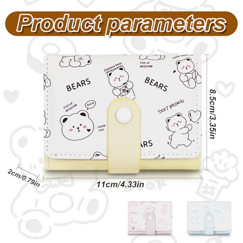 Trifold Wallets for Women, PU Cartoon Printed Multi Slot Cute Coin Purse With Buckle and Heart Shaped ID Window, Women’s Short Wallet for Travel and Dating (blue)2