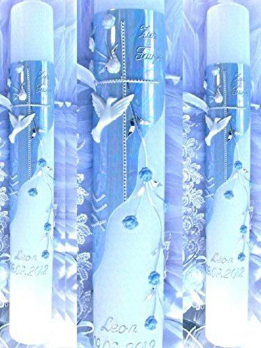 VT-27 Christening Communion Candle for Boys and Girls 400/40 mm Including Accessories for Self-Labelling