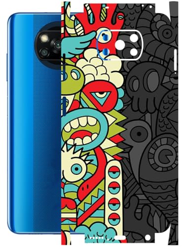 Image of AtOdds - Full Body Back Screen Guard Protector Film - Lamination Wrap Skin Sticker Compatible with Poco X3 PRO | Scratchproof Matte Finish (Graffiti50)