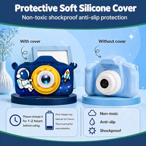 Image of Toy Imagine Space Kids Digital Camera 4.8 MP HD Photos 1080p Video 2-Inch Screen USB Rechargeable Extended Storage Mini with Games Filters & Frames Cute Birthday Gift for 6-12 Age SD Card Not Included