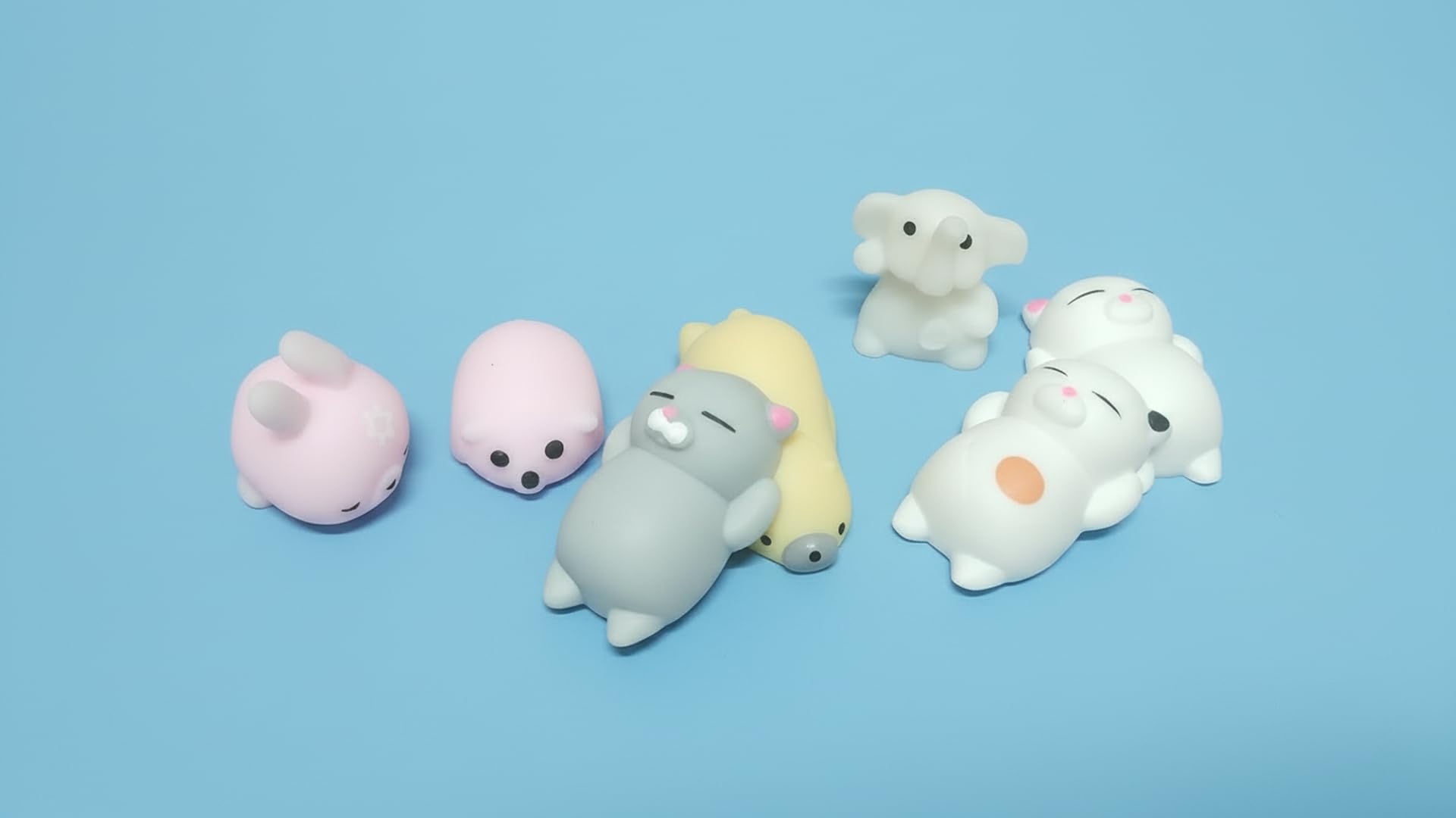 ANAB GI Kawaii Mochi Squishy Toys - Mini Animal Stress Relief Squishies for Kids' Birthday Party Favors (Random, 5 Pack)