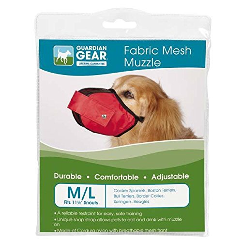 Guardian Gear Fabric MESH Dog MUZZLES Comfortable Soft Red Muzzle for Dogs That Bite or Chew(Medium/Large)